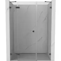 Mexen Lunar douchedeur scharnierend links 145 , transparant, geborsteld kanongrijs - 834S-145-050-66-00-L