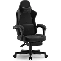 Sense7 DEVON - Gaming Stoel - Gamestoel met Voetensteun Inklapbare - Zachte Alcantara-stof - Gaming Chair - Ergonomische Bureaustoel - Zwart - 2 Afneembare Kussens - Zithoogte 44-55 cm