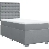 vidaXL Boxspring met matras stof lichtgrijs 90x190 cm