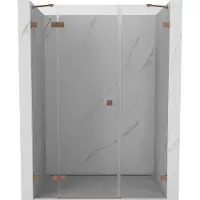 Mexen Lunar douchedeur scharnierend links 125 , transparant, geborsteld koper - 834S-125-050-65-00-L