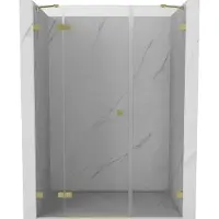 Mexen Lunar douchedeur scharnierend links 145 , transparant, geborsteld goud - 834S-145-050-55-00-L