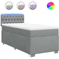 vidaXL Boxspring met matras stof lichtgrijs 90x190 cm