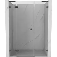 Mexen Lunar L douchedeur opklapbaar links 135 , transparant, geborsteld kanongrijs - 834SL-135-050-66-00-L