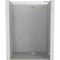 Mexen Lunar L draaideur douchedeur rechts 140 , transparant, geborsteld goud - 834L-140-000-55-00-P