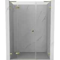 Mexen Lunar L draaiende douchedeur links 145 , transparant, goud - 834SL-145-050-50-00-L