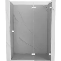 Mexen Lunar L douchedeur scharnierend rechts 135 , transparant, wit - 834L-135-000-20-00-P