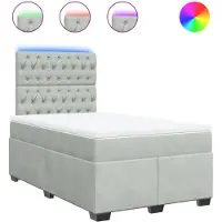 vidaXL Boxspring met matras fluweel lichtgrijs 120x190 cm