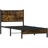 vidaXL Bedframe zonder matras metaal gerookt eikenkleurig 75x190 cm