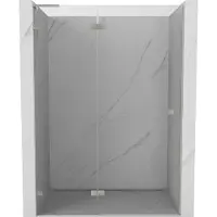 Mexen Lunar L douchedeur scharnierend links 130 , transparant, geborsteld nikkel - 834L-130-000-97-00-L