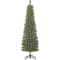 Black Box Trees Trees Charlton Slanke Boom - Kerstboom Pilaarvormig met Scharnierconstructie - Kerstversiering met Natuurlijke PVC Naalden - Kunstboom Slank Model - H215 x Ø56 cm - Groen