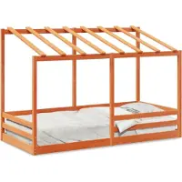 Prolenta Maison Exclusive - Kinderbed met kap, in de kleur wasbruin, 80x200 cm, gemaakt van massief grenenhout