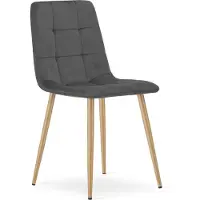 Leobert Eetkamerstoel KARA - Donkergrijs fluweel - Houtlook metalen poten - Modern design