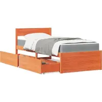 Prolenta Maison Exclusive - Bed met lades en matras, wassenbruin, 90x200 cm, van grenenhout