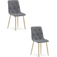 Leobert LIBRA Eetkamerstoelen – Set van 2 – Donkergrijs Stof – Houten Poten – Comfortabele Gestoffeerde Zitting – Modern Design – Voor Woonkamer, Keuken en Eetkamer – Max. 110 kg per Stoel