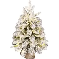 Black Box Mini Kunstkerstboom Grimshaw Besneeuwd Op Jute Voet Met 40 Lampjes Warm Wit D 45 H 60 Cm