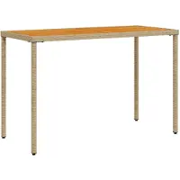 Syfax Tuintafel met acaciahouten blad 115x54x74 cm poly rattan beige