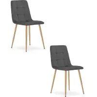 Leobert KARA Eetkamerstoelen – Set van 2 – Donkergrijs Velvet – Houten Poten – Comfortabele Ergonomische Zitting – Modern Design – Velvet Stoel voor Woonkamer, Keuken en Eetkamer – Max. 110 kg per Stoel