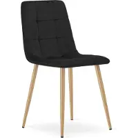 Leobert KARA Eetkamerstoel – Zwart Velvet – Houten Poten – Comfortabele Ergonomische Zitting – Modern Design – Velvet Stoel voor Woonkamer, Keuken en Eetkamer – Max. 110 kg