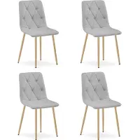 Leobert Chaise - - Libra - Lichtgrijze stof / Houten poten - 44,5 x 54,5 x 87 cm - Set van 4