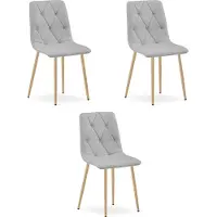 Leobert Stoel - - Libra - Lichtgrijze stof / Houten poten - 44,5 x 54,5 x 87 cm - Set van 3