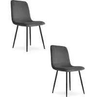 Leobert RIFT Eetkamerstoelen – Set van 2 – Zwart Stof – Zwarte Metalen Poten – Comfortabele Gestoffeerde Zitting – Modern Design – Voor Woonkamer, Keuken en Eetkamer – Max. 110 kg per Stoel