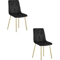 Leobert Eetkamerstoel LIBRA set van 2 - Zwart fluweel - Gouden metalen poten - Modern design