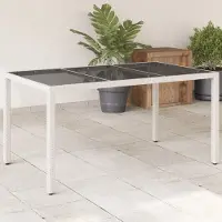 Prolenta Maison Exclusive - Tuintafel met glazen blad, wit, 150x90x75 cm, polyrotan