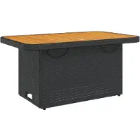 vidaXL Tuintafel 90x55x71 cm poly rattan en massief acaciahout zwart