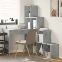 Prolenta Maison Exclusive - Hoekbureau, betonkleurig, 101,5 x 149,5 x 149,5 cm
