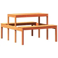 Syfax Picknicktafel 110x134x75 cm massief grenenhout wasbruin