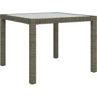 Syfax Tuintafel 90x90x75 cm gehard glas en poly rattan grijs