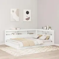 Prolenta Maison Exclusive - Boekenrek-bed met planken, wit, 150 x 200 cm, houtvezelplaat