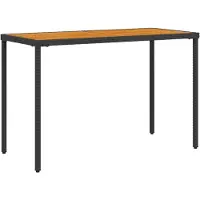 Syfax Tuintafel met acaciahouten blad 115x54x74 cm poly rattan zwart