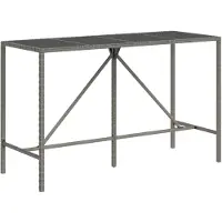 Syfax Bartafel met glazen blad 180x70x110 cm poly rattan grijs