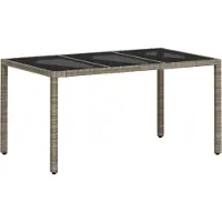 Syfax Tuintafel met glazen blad 150x90x75 cm poly rattan lichtgrijs