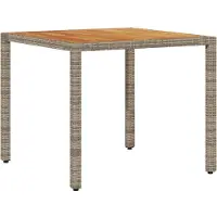 Syfax Tuintafel met acaciahouten blad 90x90x75 cm poly rattan grijs