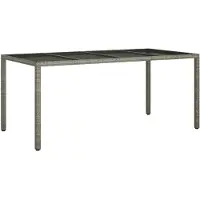 Syfax Tuintafel 190x90x75 cm gehard glas en poly rattan grijs