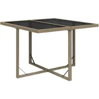 Syfax Tuintafel 109x107x74 cm poly rattan en glas beige