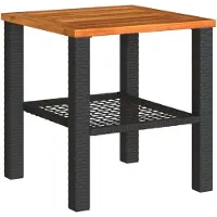 Syfax Tuintafel, zwart, 40 x 40 x 42 cm, polyrotan, acaciahout