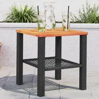 Prolenta Maison Exclusive - Tuintafel, zwart, 40x40x42 cm, polyrotan, acaciahout