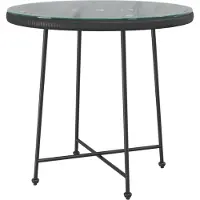 Syfax Eettafel Ø80 cm gehard glas en staal zwart