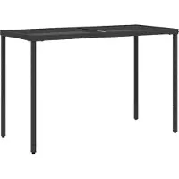 Syfax Tuintafel met glazen blad 115x54x74 cm poly rattan zwart