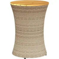 Syfax Tuinbijzettafel trommelvormig poly rattan en massief hout beige