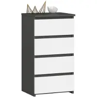 Akord Kommode CL4 met 4 Lades / Furniture Factory / Grafietgrijs - Wit / 40x74x35 cm