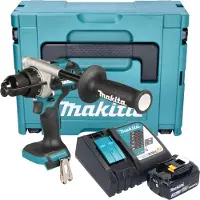 Makita DHP 492 RF1J accu-klopboormachine 18 V 141 Nm borstelloos + 1x accu 3,0 Ah + oplader + Makpac