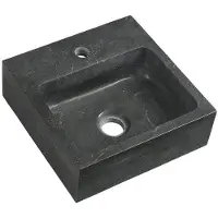 Sapho Blok Stone Wastafel 30x30cm, zwart antraciet