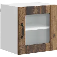 vidaXL Wandglas Kasten LUCCA Oud hout 40 x 31 x 40 cm Bewerkt hout