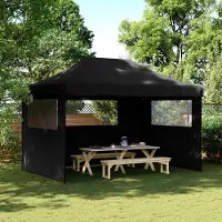 Prolenta Maison Exclusive - Opvouwbare partytent met pop-up systeem en 3 zijpanelen, zwart