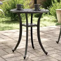 Prolenta Maison Exclusive - Tuintafel, zwart, Ø48x53 cm, aluminium gietwerk