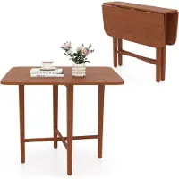 Costway 90x90 cm opklapbare eettafel, eettafel voor 2-4 personen, inklapbare tafel van hout, vierkante keukentafel, bureau, bijzettafel, notenhout